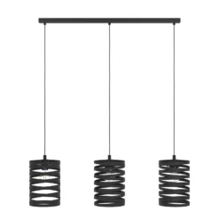 Hängeleuchte Cremella, Länge 94 cm, schwarz, 3-flg., Stahl