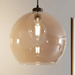 Hängeleuchte Cubus, bernstein, Glas, Ø 30 cm, E27