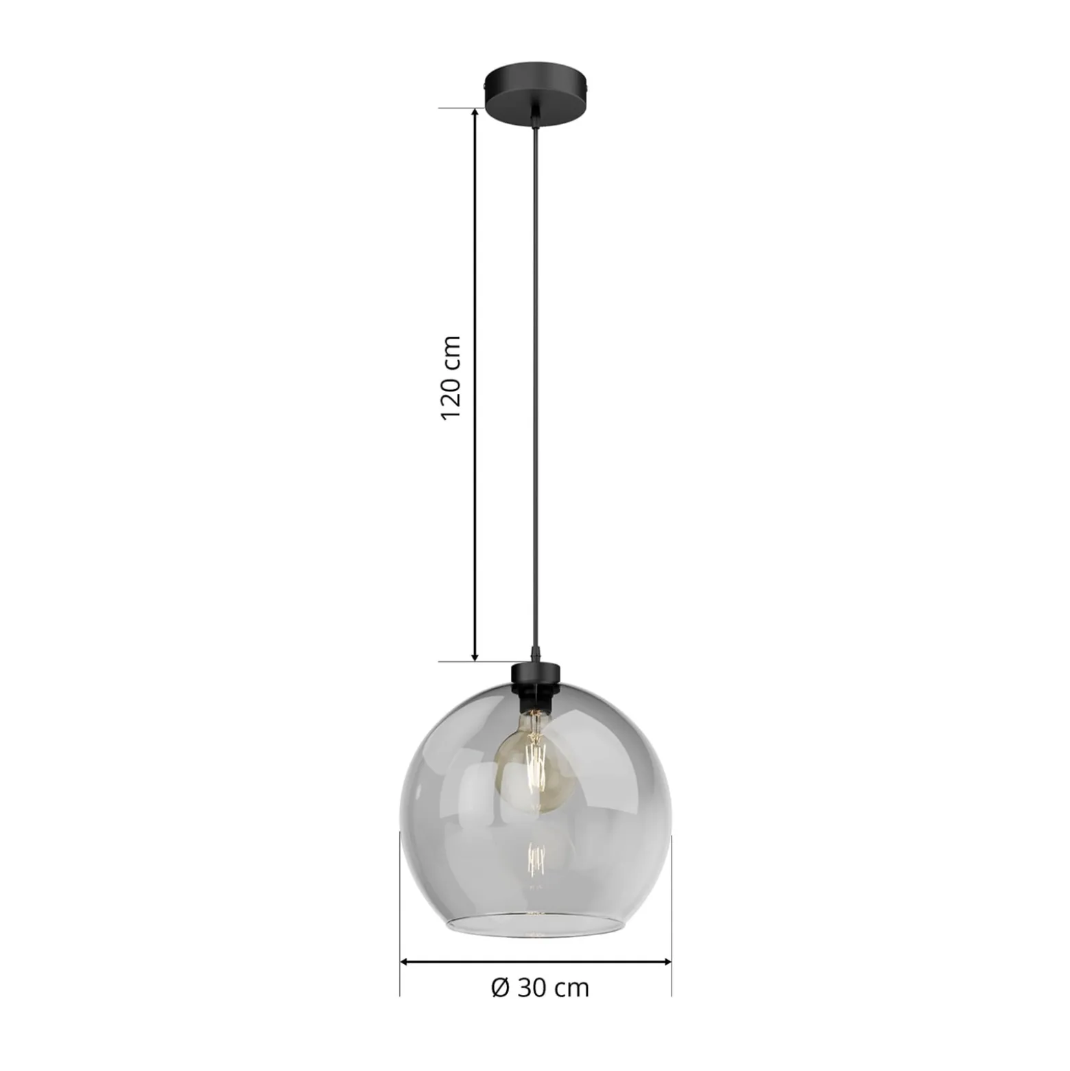 Hängeleuchte Cubus, rauchgrau, Glas, Ø 30 cm, E27