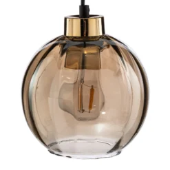 Hängeleuchte Devi, amber, dreiflammig, Balken