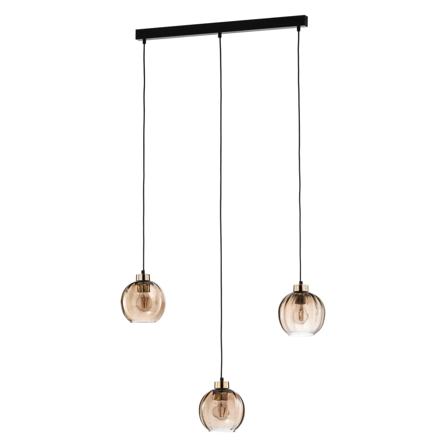 Hängeleuchte Devi, amber, dreiflammig, Balken
