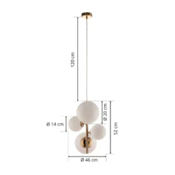 Hängeleuchte Dione, vierflammig, gold