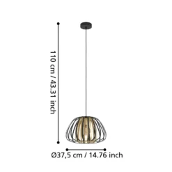 Hängeleuchte Encinitos, schwarz/messing, Ø 37,5 cm