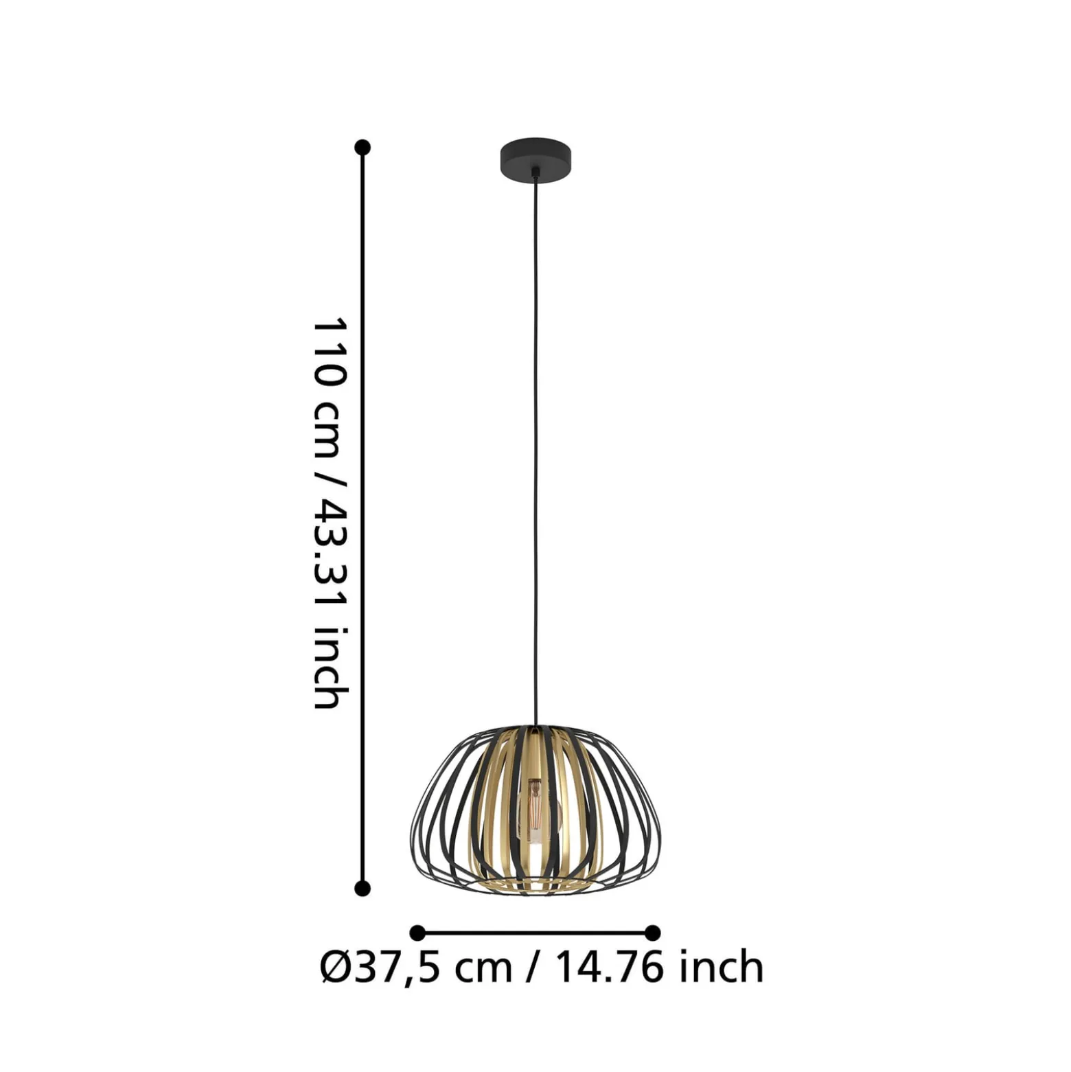 Hängeleuchte Encinitos, schwarz/messing, Ø 37,5 cm