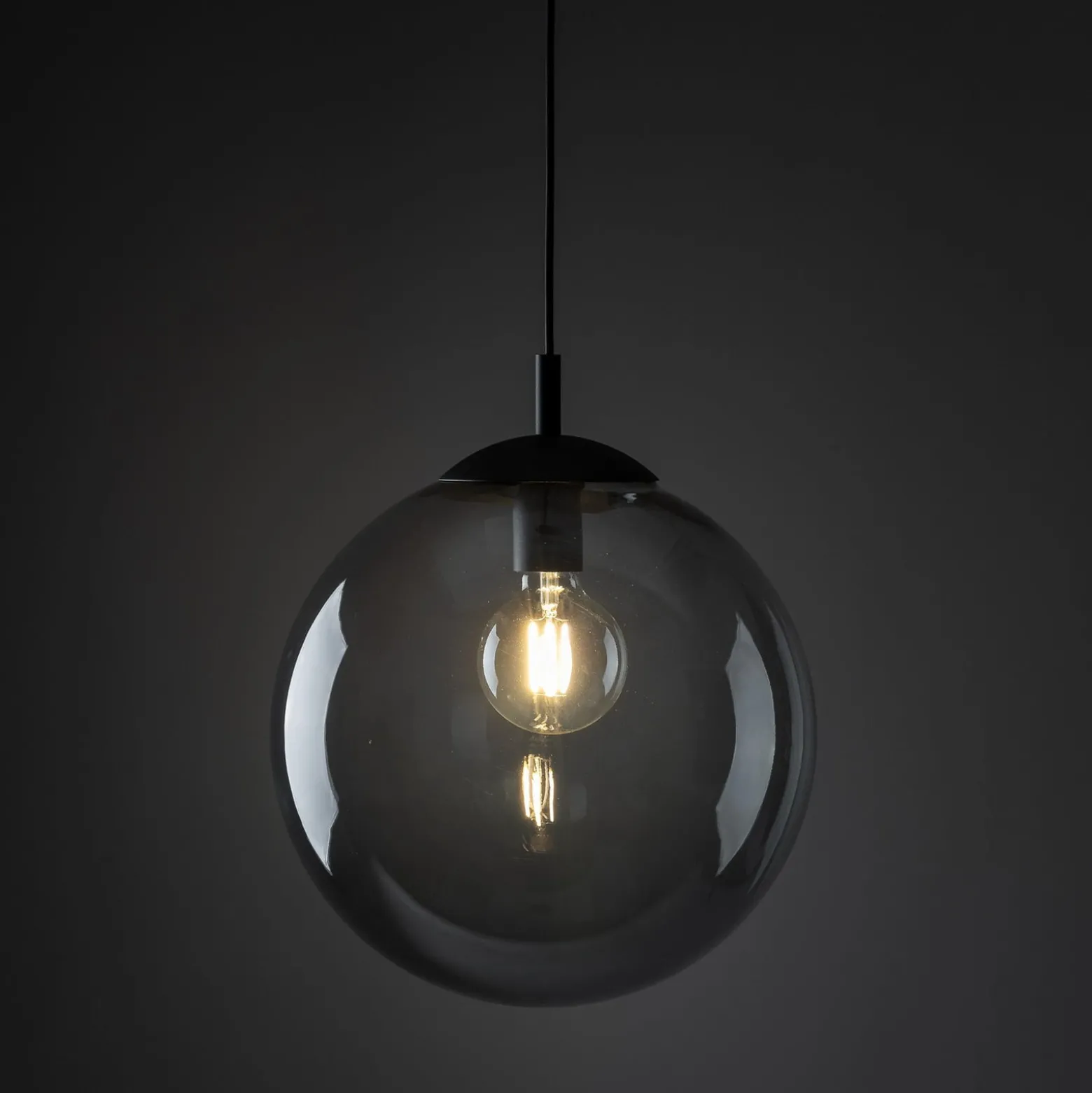 Hängeleuchte Esme, Glas, grafit-transparent, 1-flg., Ø 35 cm