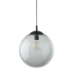 Hängeleuchte Esme, Glas, grafit-transparent, 1-flg., Ø 35 cm