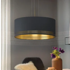 Hängeleuchte Esteperra, schwarz/gold, Ø 53 cm