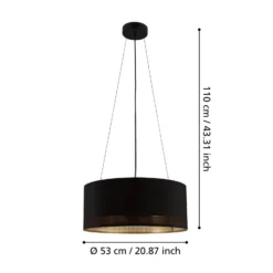 Hängeleuchte Esteperra, schwarz/gold, Ø 53 cm