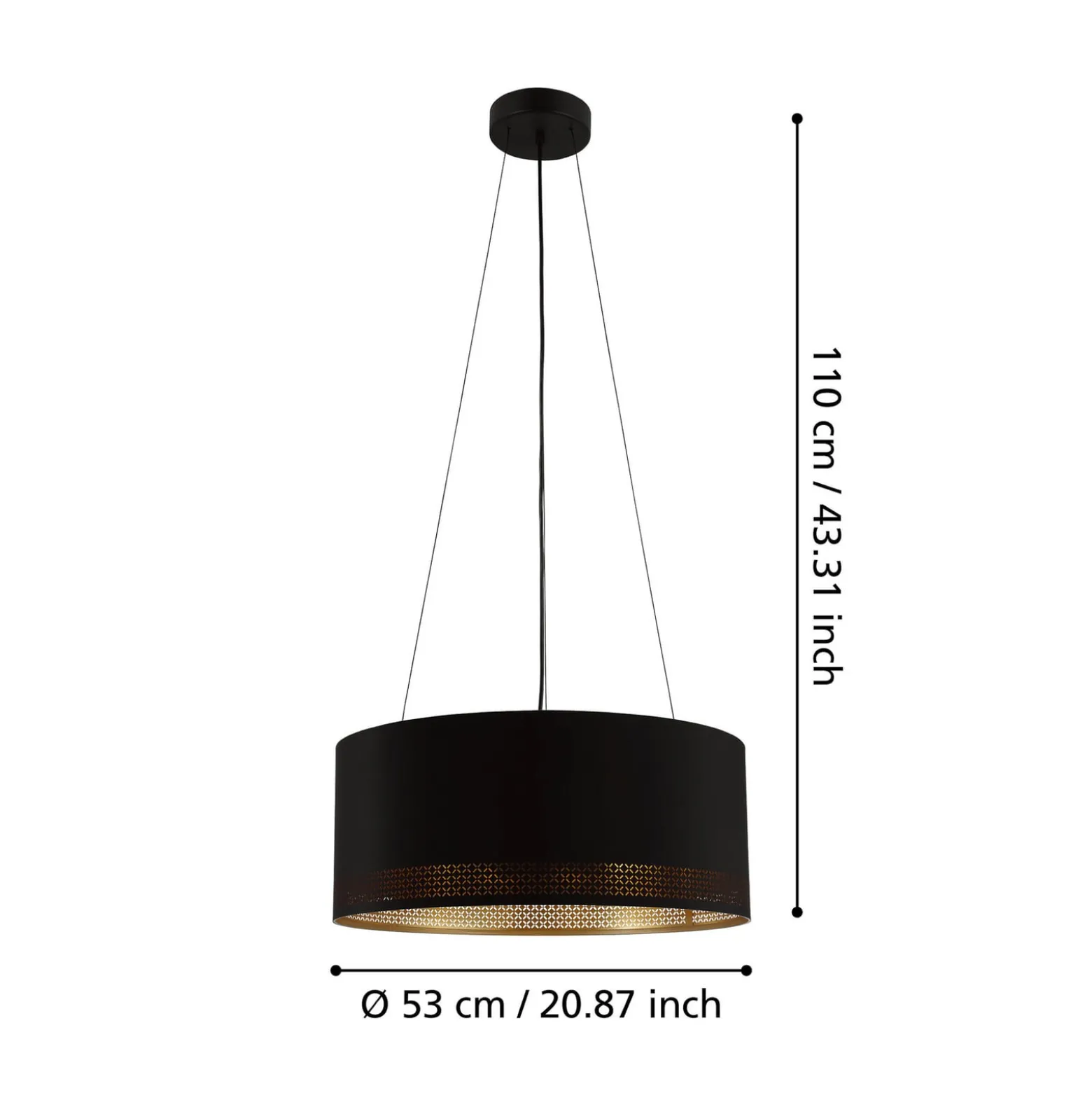 Hängeleuchte Esteperra, schwarz/gold, Ø 53 cm
