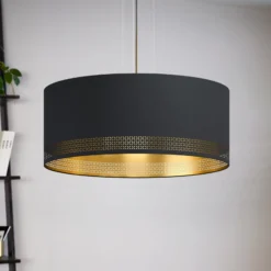 Hängeleuchte Esteperra, schwarz/gold, Ø 53 cm