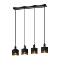 Hängeleuchte Esteperra, schwarz/gold, vierflammig