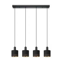 Hängeleuchte Esteperra, schwarz/gold, vierflammig