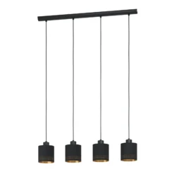 Hängeleuchte Esteperra, schwarz/gold, vierflammig