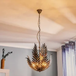 Hängeleuchte Felce als Farn in Bronze