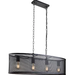 Hängeleuchte Fishnet in Schwarz, 91cm lang