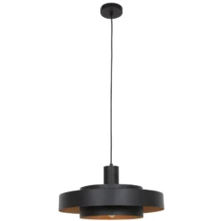 Hängeleuchte Flinter, schwarz, Metall, Ø 50 cm, E27
