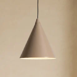 Hängeleuchte Form, beige, Metall, Ø 24 cm, Kegel, E27