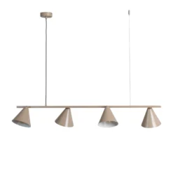 Hängeleuchte Form 4, beige, Metall, 4-flammig, Kegel, E27
