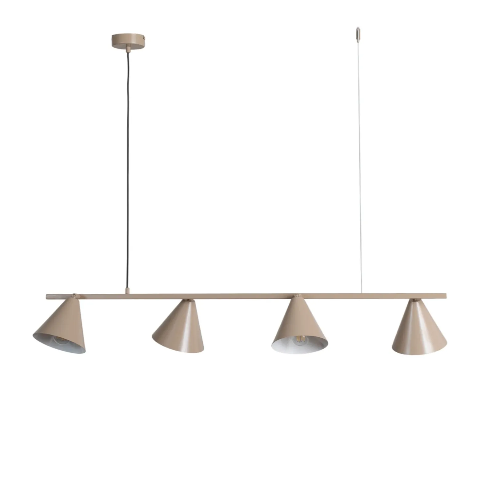 Hängeleuchte Form 4, beige, Metall, 4-flammig, Kegel, E27