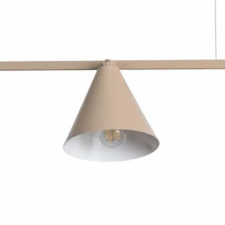 Hängeleuchte Form 4, beige, Metall, 4-flammig, Kegel, E27