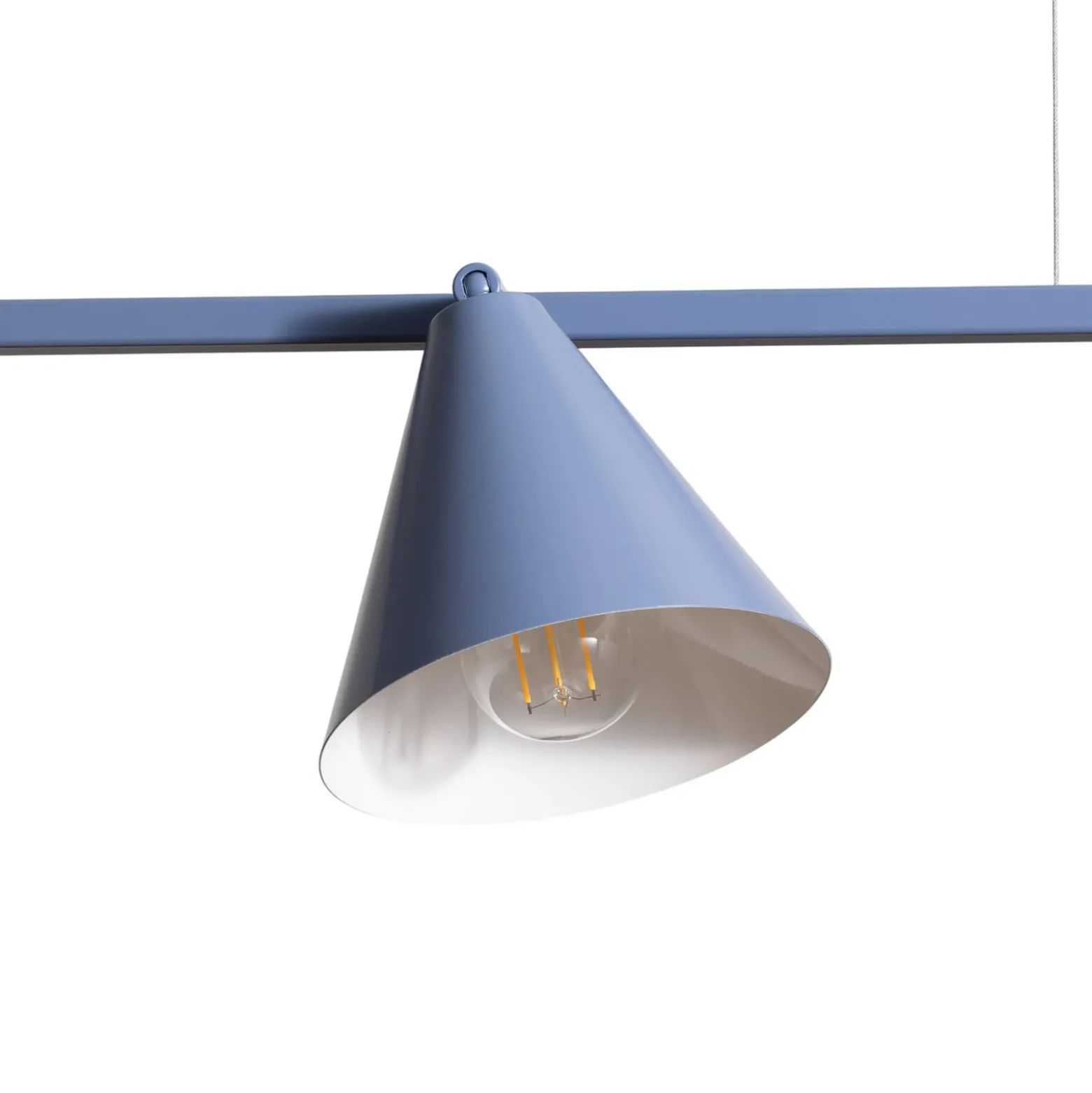 Hängeleuchte Form 4, blau, Metall, 4-flammig, Kegel, E27
