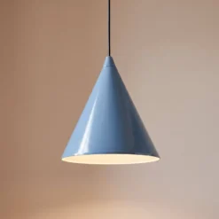 Hängeleuchte Form, rauchblau, Metall, Ø 24 cm, Kegel, E27