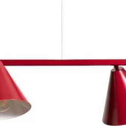Hängeleuchte Form 4, rot, Metall, 4-flammig, Kegel, E27