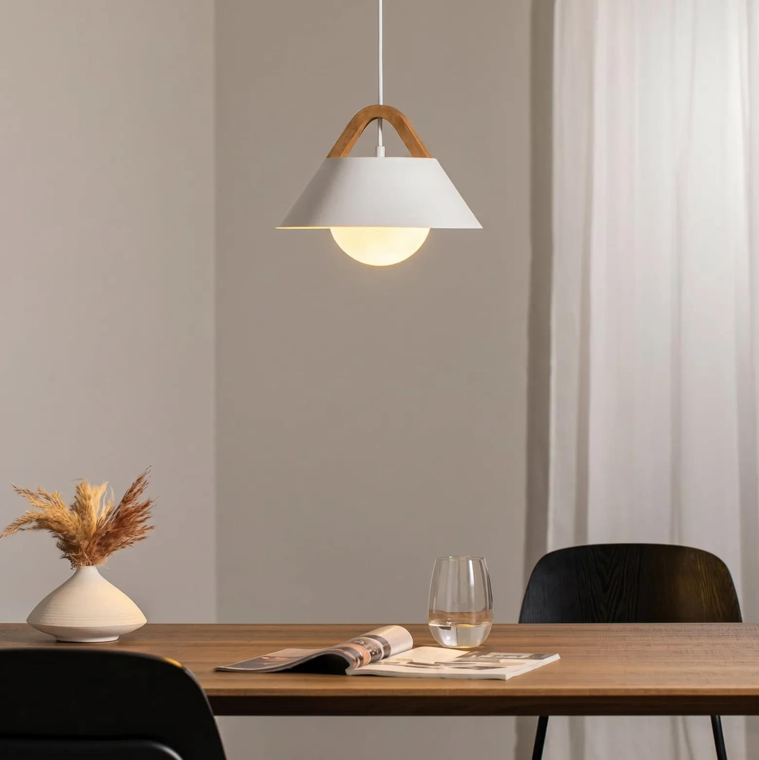 Hängeleuchte Funda, weiß, Ø 30 cm, 1-flammig, Metall/Glas