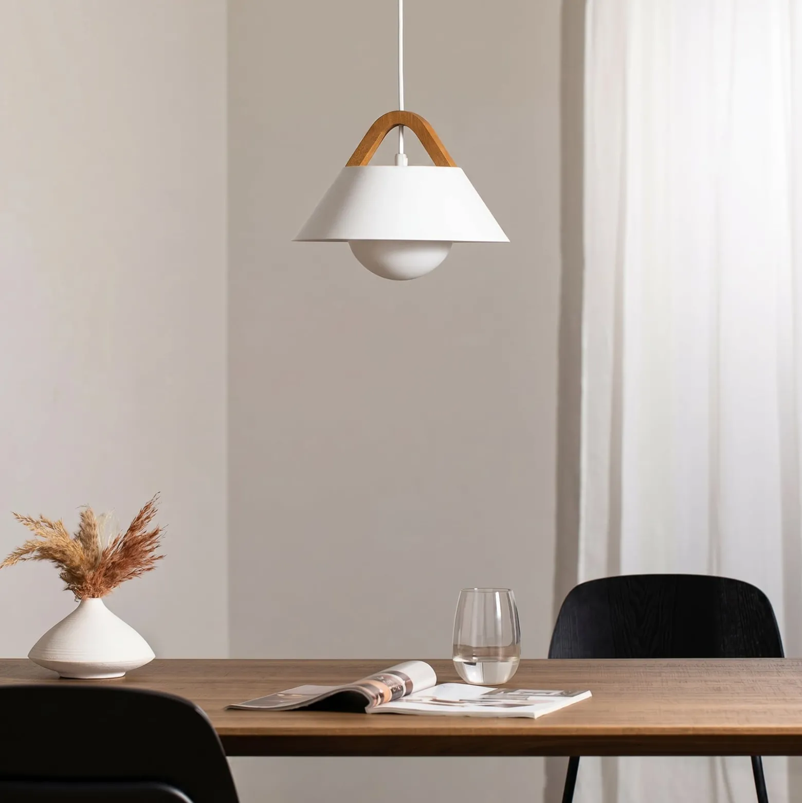 Hängeleuchte Funda, weiß, Ø 30 cm, 1-flammig, Metall/Glas