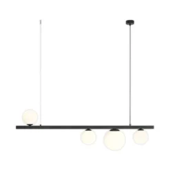 Hängeleuchte Garda 4, Balken, Metall, Glas, schwarz, 4-fl.
