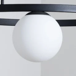 Hängeleuchte Garda 5, Ring, Metall, Glas, 5-fl., schwarz