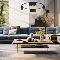 Hängeleuchte Genesis, Aluminium, schwarz, 10 x GU10, Ø 60 cm