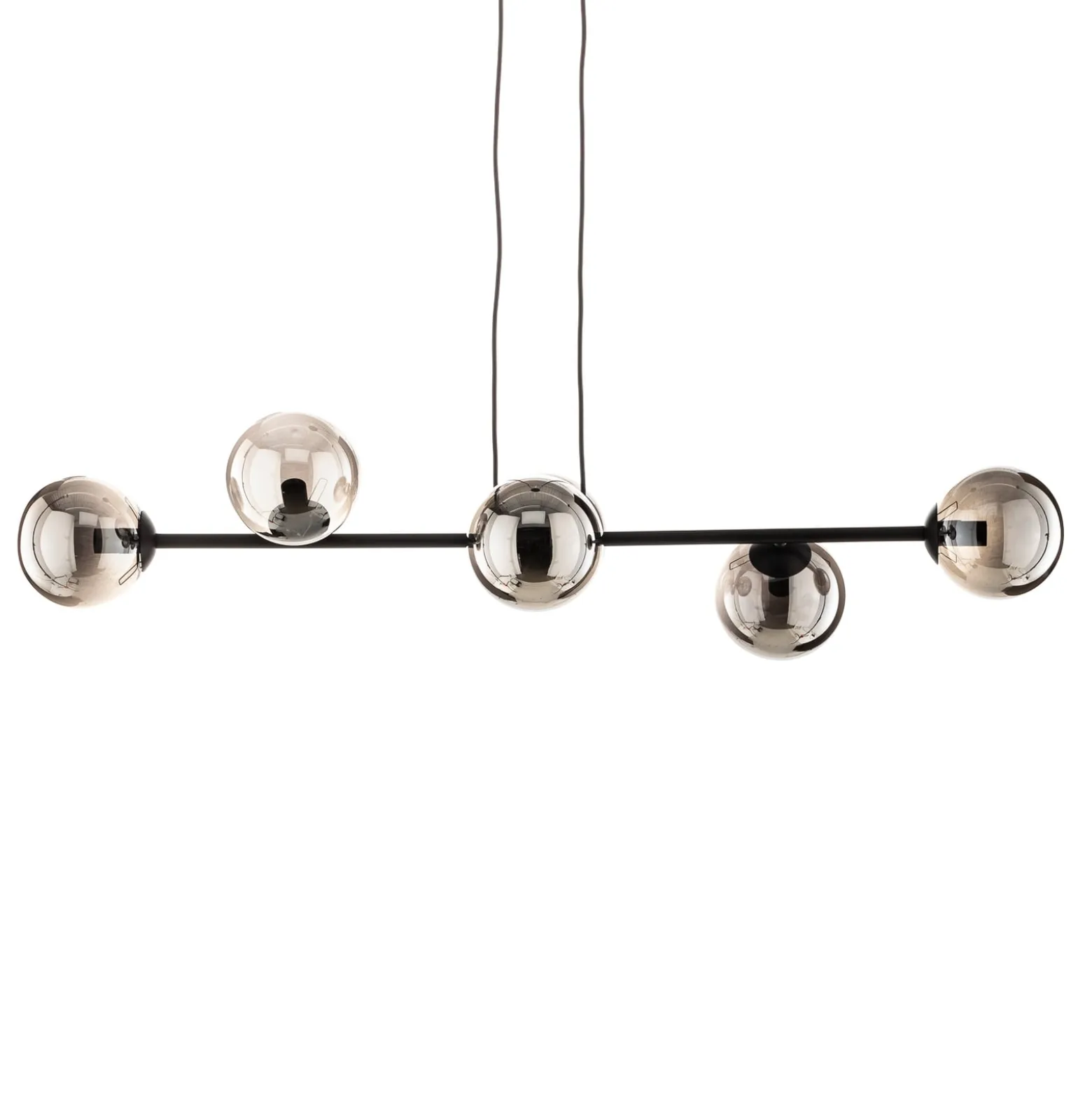 Hängeleuchte Glassy, 6-flammig, schwarz, grafit, Glas, 110cm