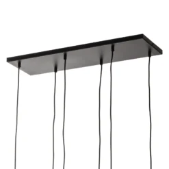 Hängeleuchte Glassy, 6-flg., grafit/amber/klar, Glas, 75 cm