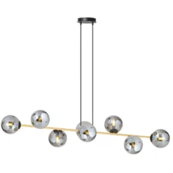 Hängeleuchte Glassy, 8-flg., schwarz/gold/grafit