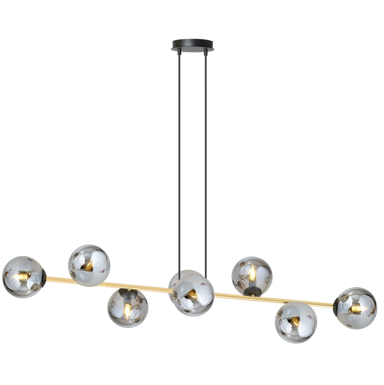 Hängeleuchte Glassy, 8-flg., schwarz/gold/grafit