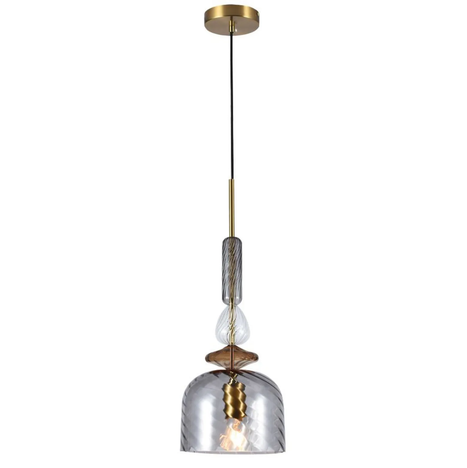 Hängeleuchte Glorial, rauchgrau, Ø 20 cm, Glas