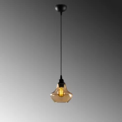 Hängeleuchte Gold 050, gold-transparent, Glas, Ø 17 cm