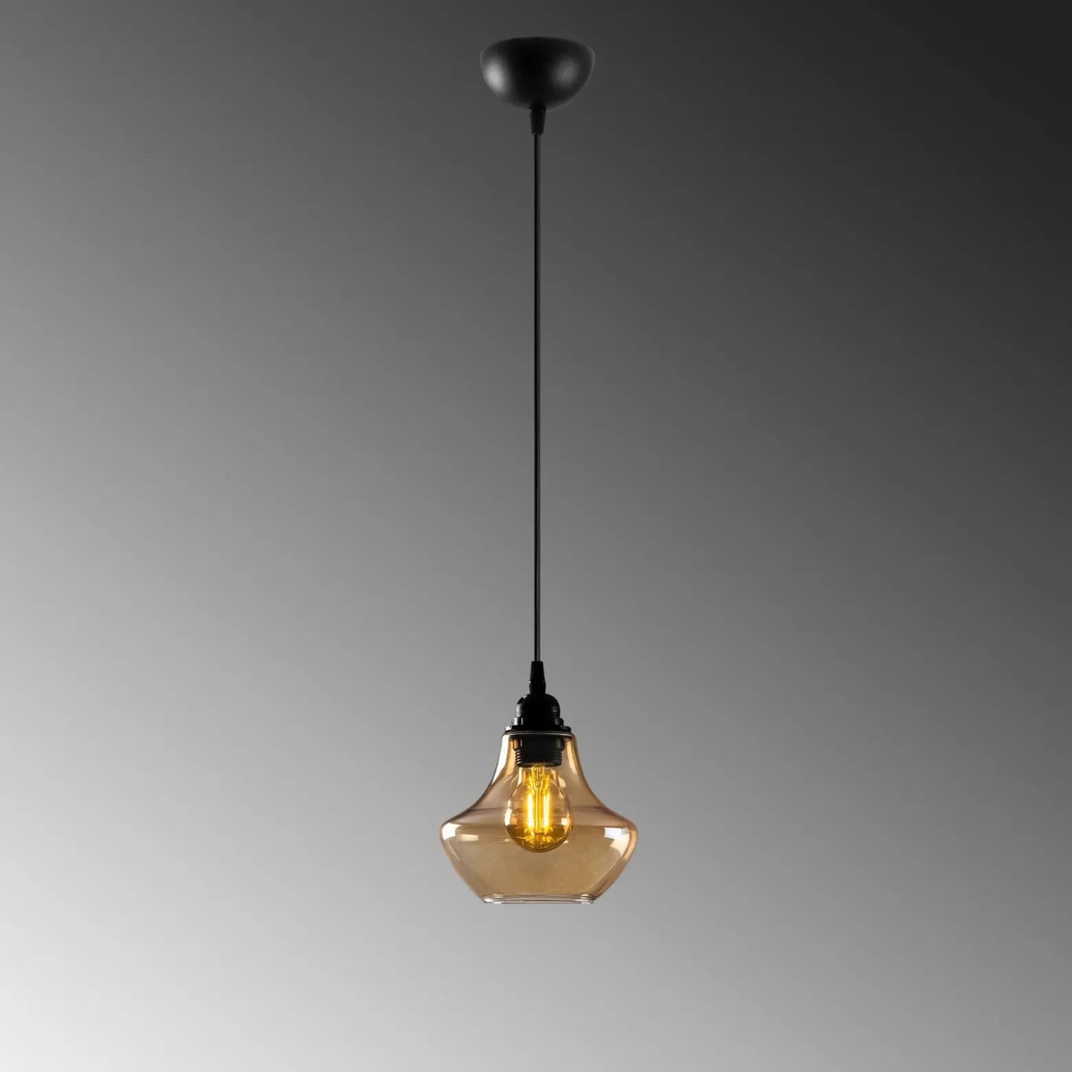 Hängeleuchte Gold 050, gold-transparent, Glas, Ø 17 cm