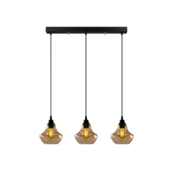 Hängeleuchte Gold 052, gold-transparent, Glas 3-flammig lang