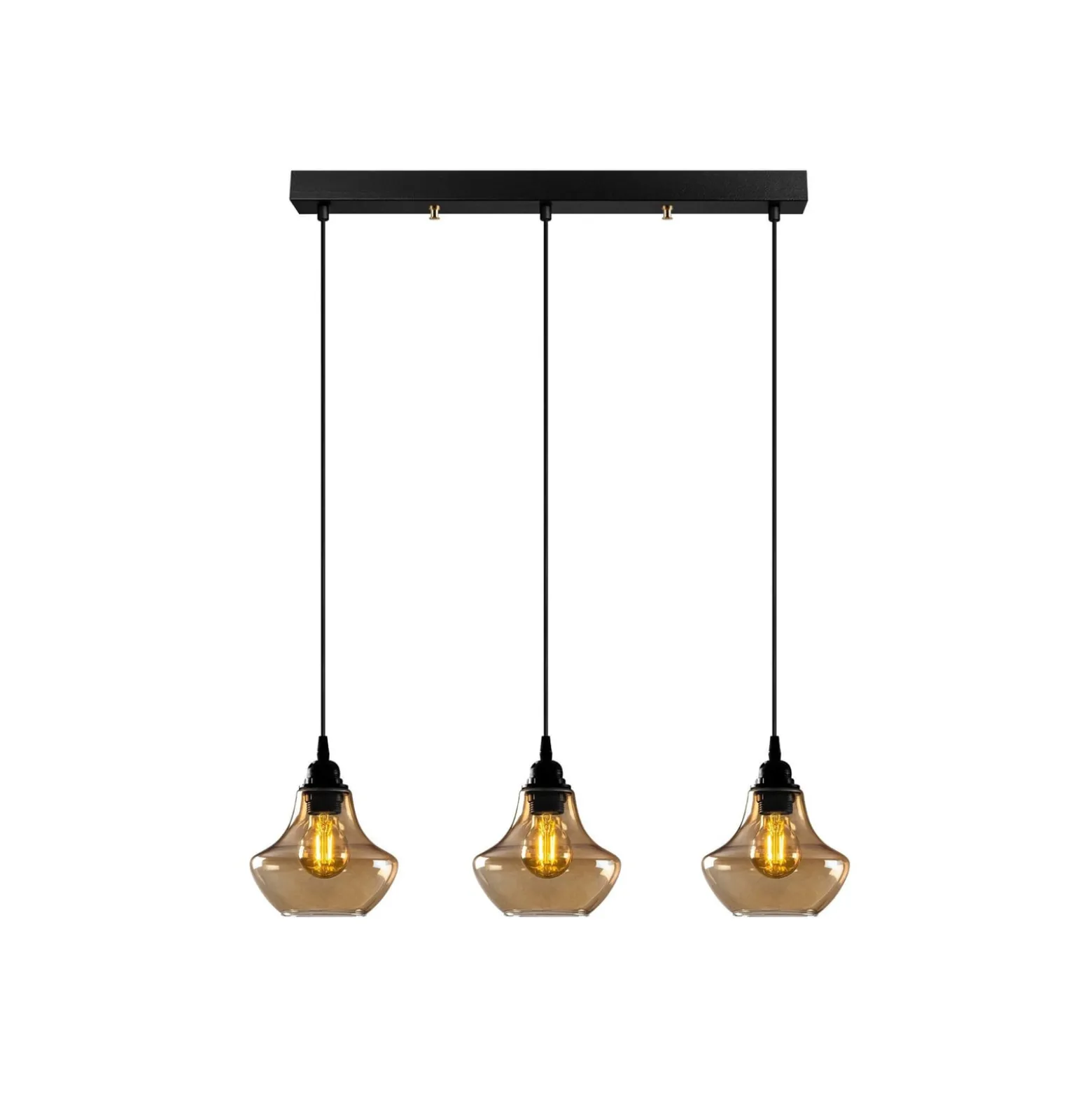 Hängeleuchte Gold 052, gold-transparent, Glas 3-flammig lang