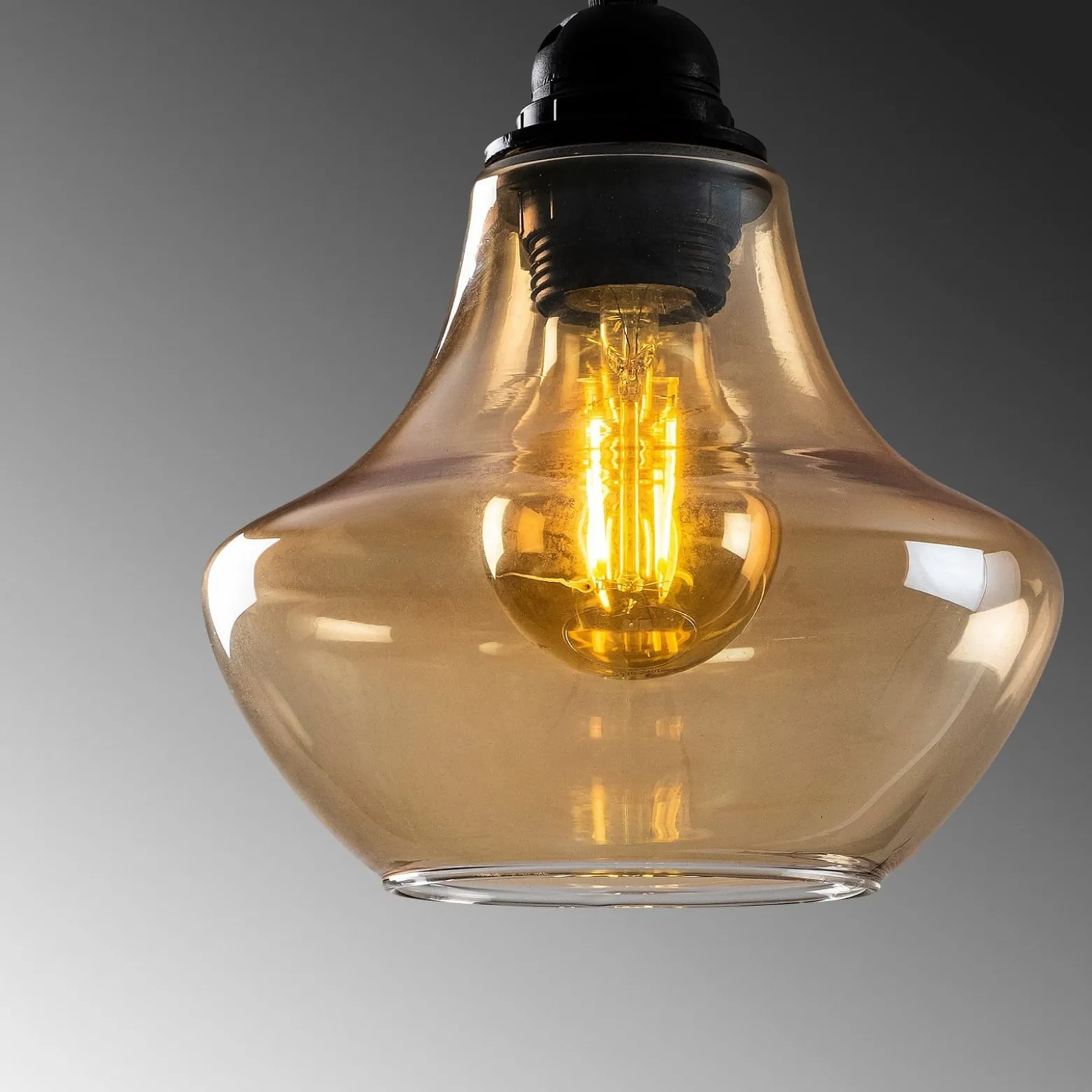 Hängeleuchte Gold 052, gold-transparent, Glas 3-flammig lang