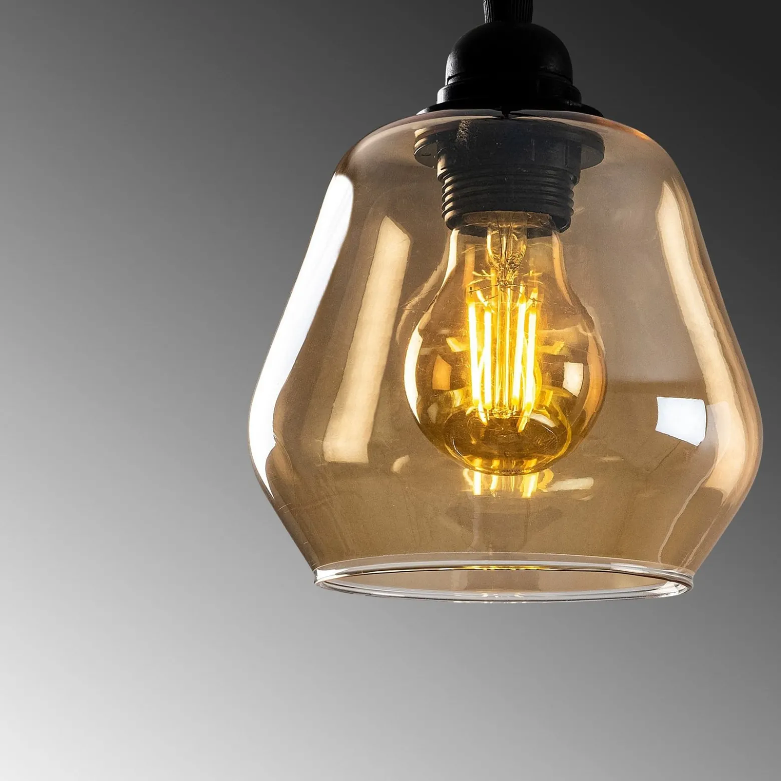 Hängeleuchte Gold 032, gold-transparent, Glas 3-flammig lang