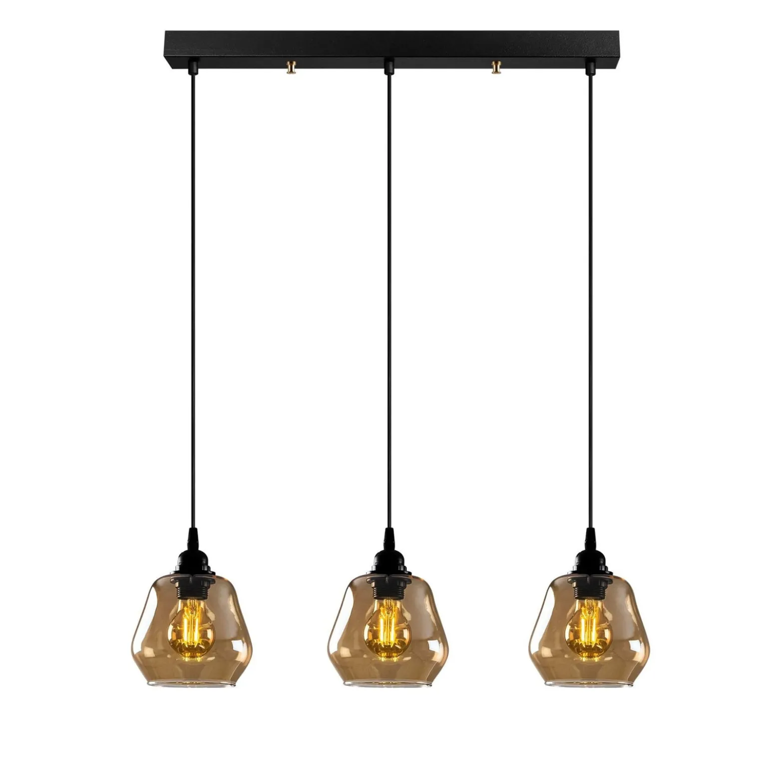 Hängeleuchte Gold 032, gold-transparent, Glas 3-flammig lang
