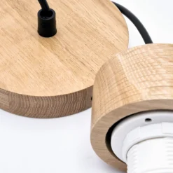 Hängeleuchte Harmony, Ø 20 cm, Opalglas, Eichenholz, E27