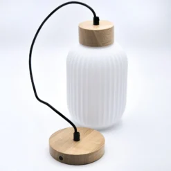 Hängeleuchte Harmony, Ø 14 cm, weiß/eiche, Glas/Holz