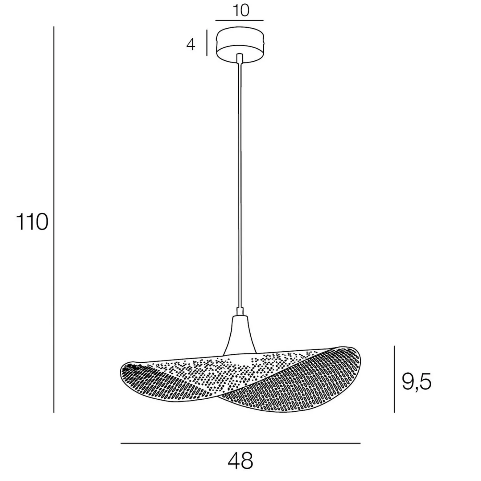 Hängeleuchte Honu, schwarz, Ø 48 cm, Metall