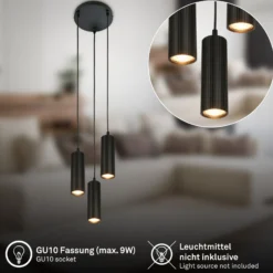 Hängeleuchte Ida, schwarz, 3-flammig, Ø 20 cm, GU10