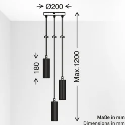 Hängeleuchte Ida, schwarz, 3-flammig, Ø 20 cm, GU10