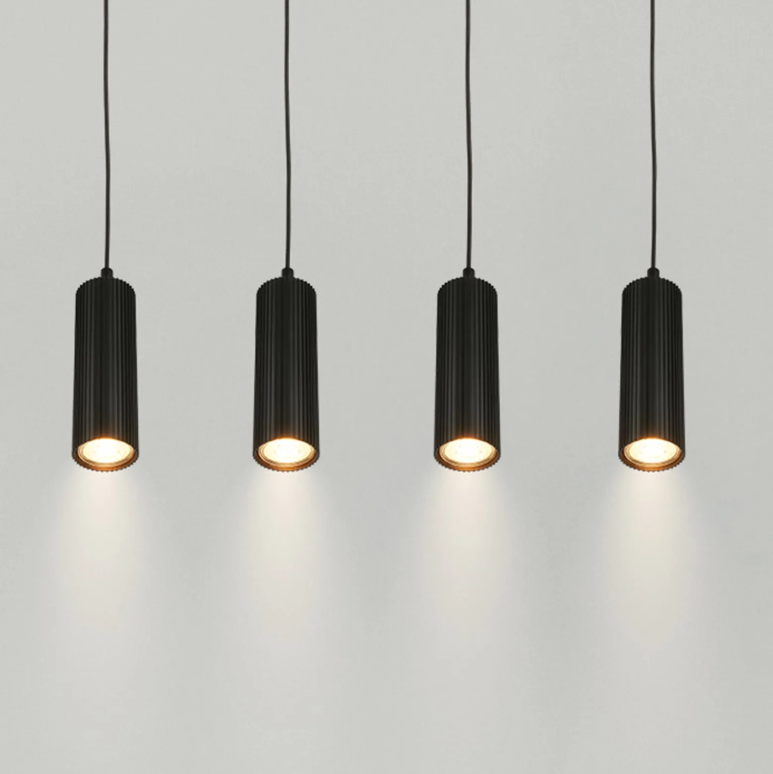 Hängeleuchte Ida, schwarz, 4-flammig, Länge 76 cm, GU10